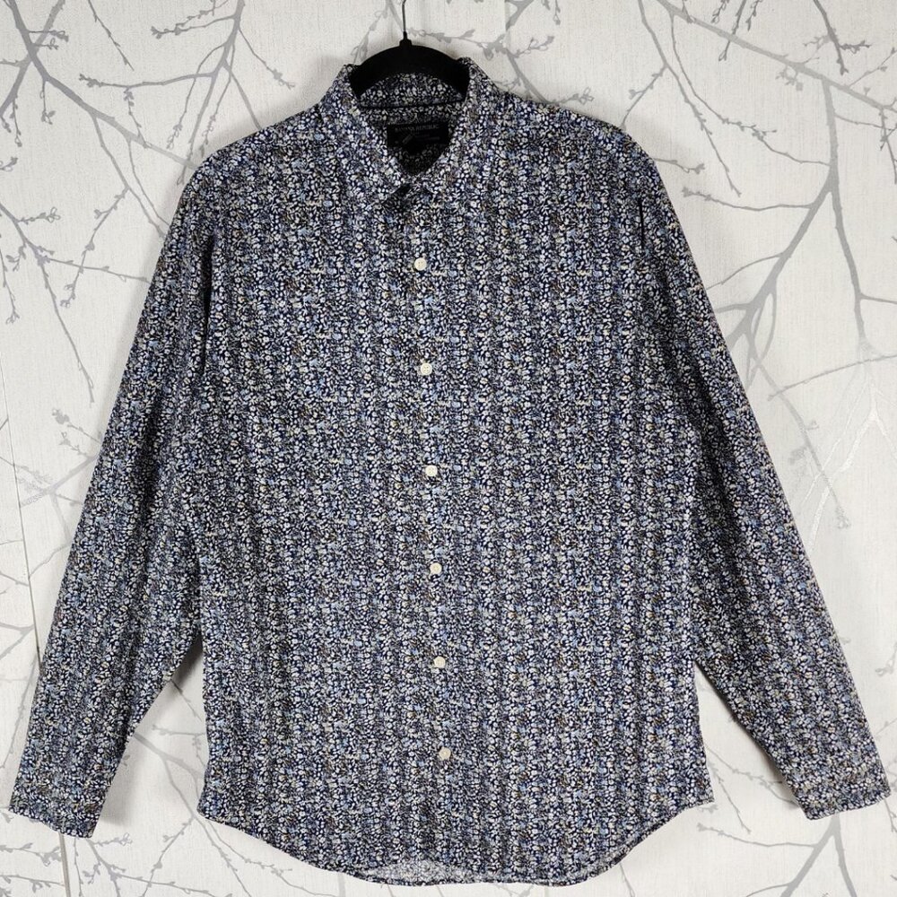 Banana Republic Blue Floral Printed 100% Cotton Shirt